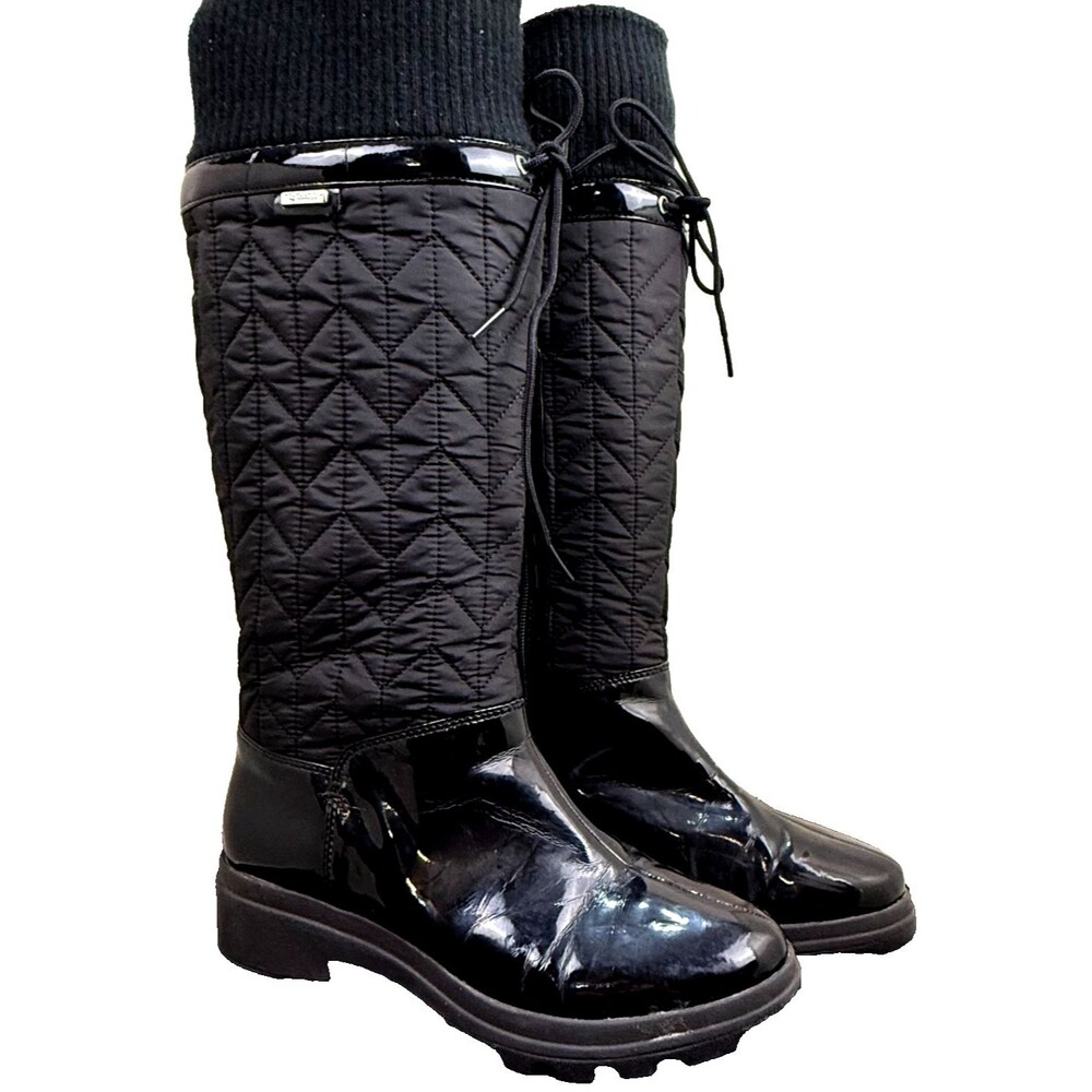 Rockport Waterproof Black 7.5 HydroShield Lug Snow Boots‎ Fleece Lined Quilt Zip